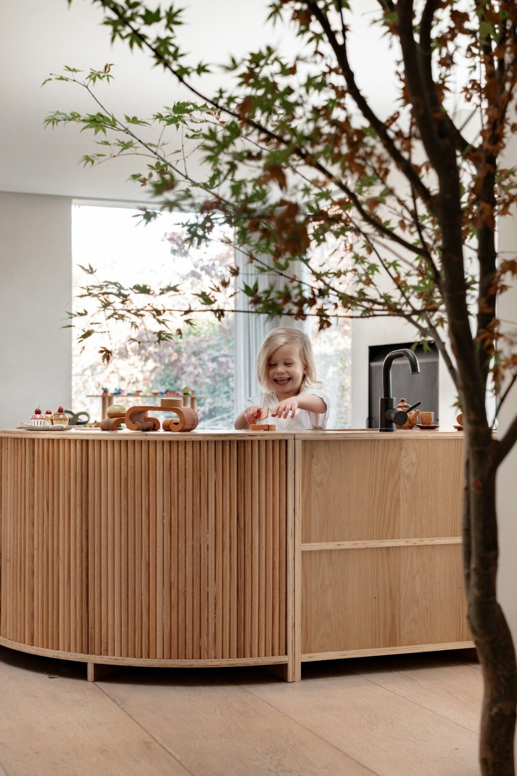 Oak Fluted Home Corner & Storage