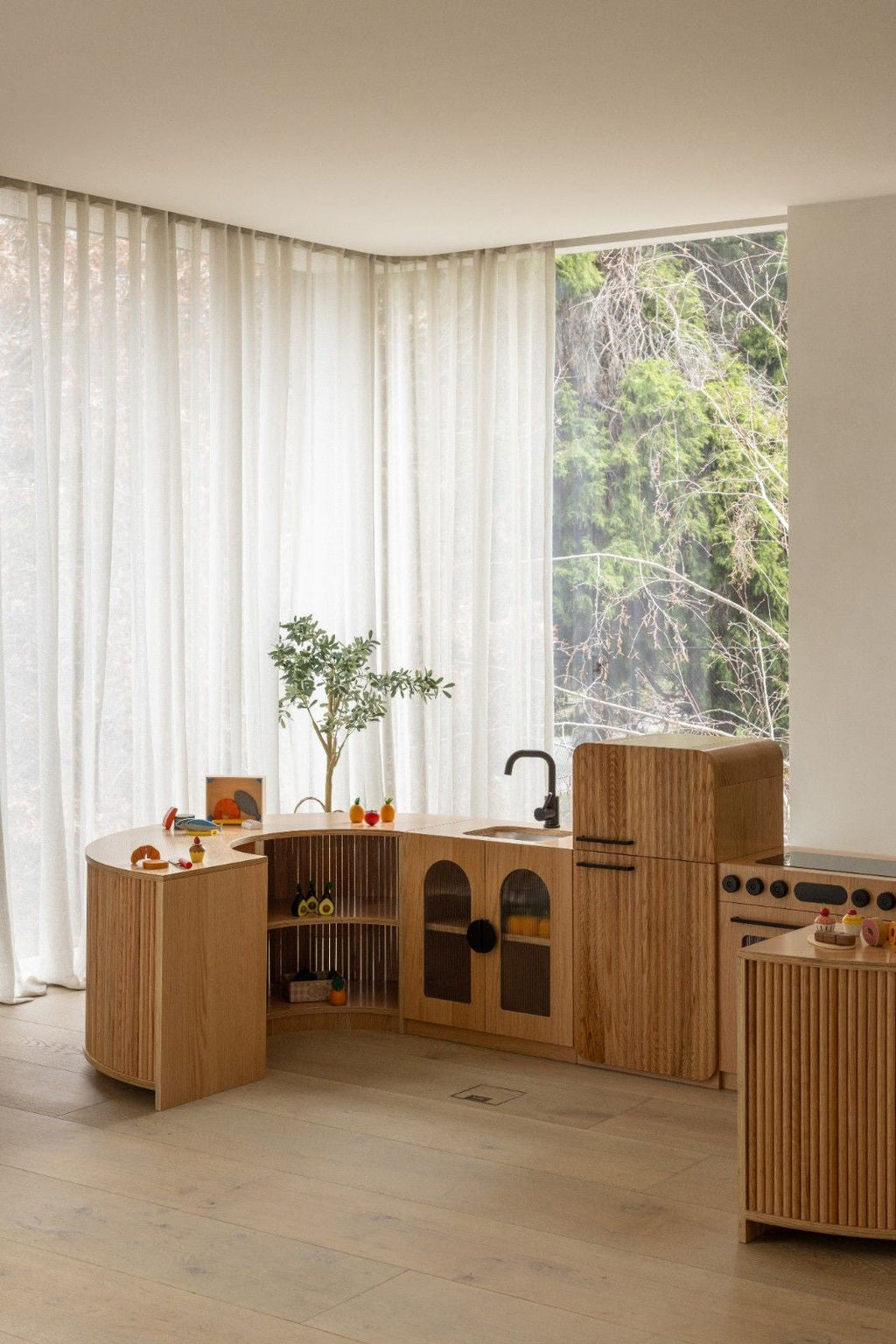 Oak Fluted Home Corner & Storage
