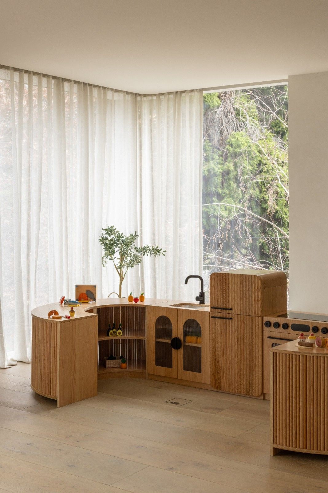 Oak Fluted Home Corner & Storage