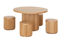 Oak Fluted Round Table & Stool Set