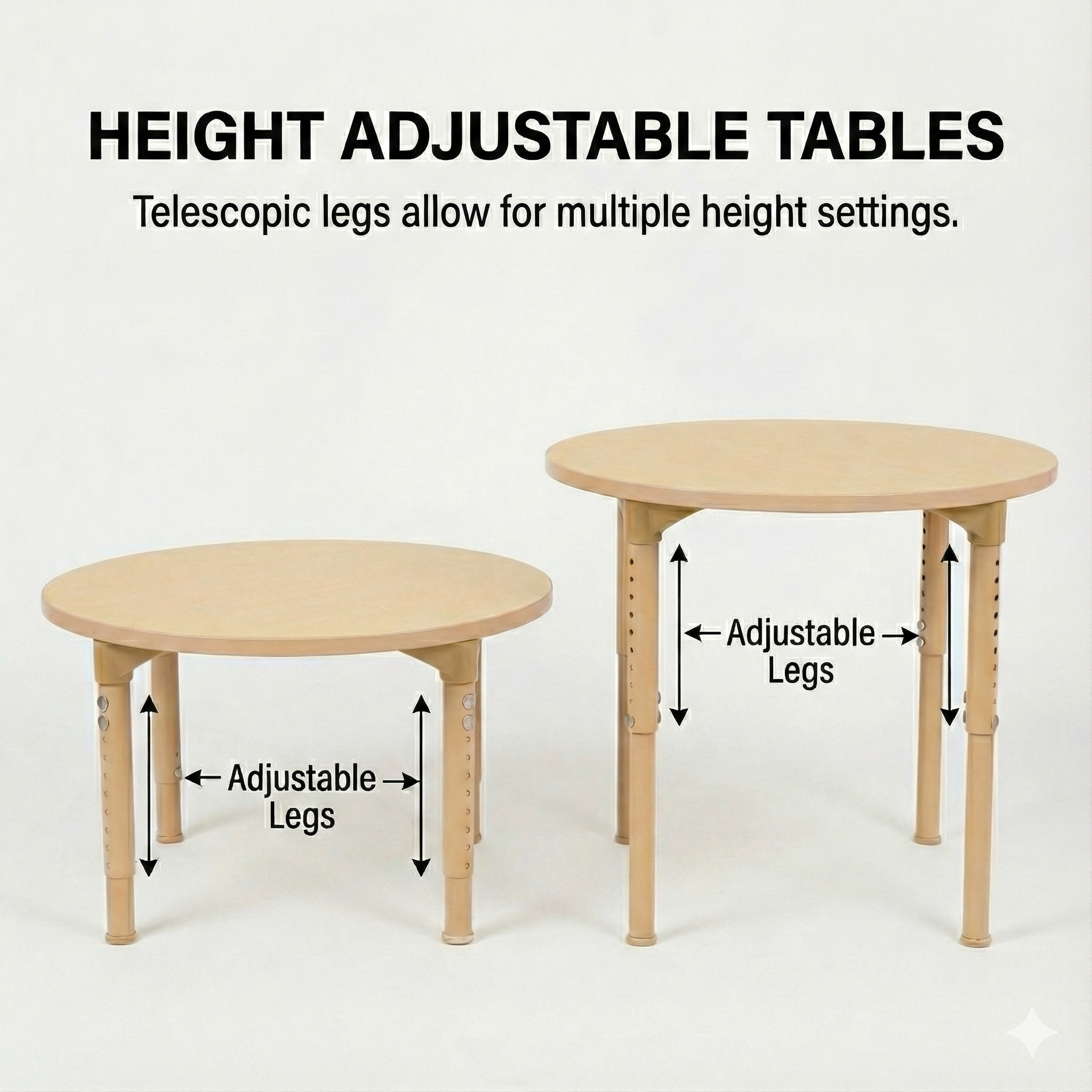 Rectangular Adjustable Kids Classroom Table – 60"×30", 13" to 17" Height