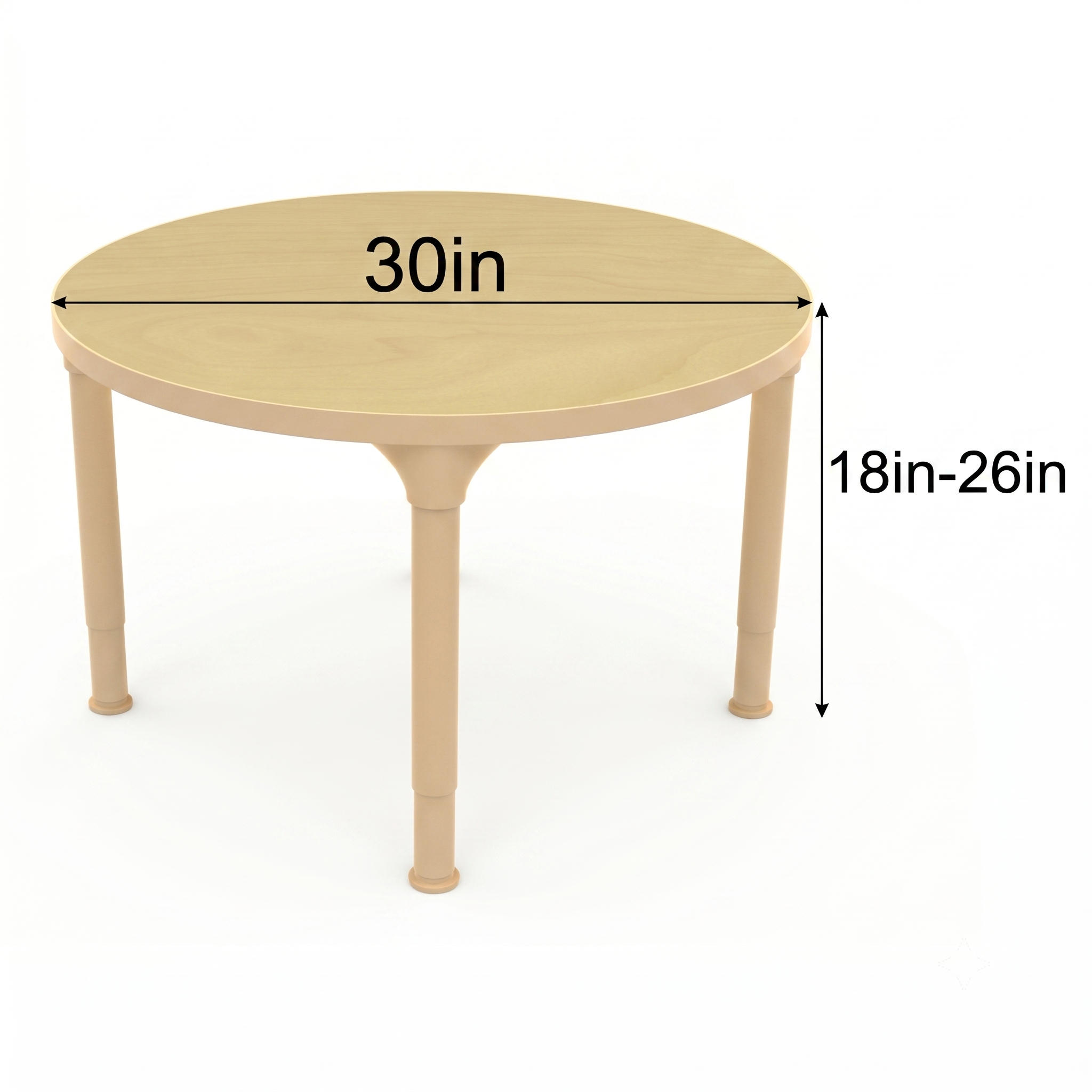 Round Adjustable Kids Classroom Table – 30" Diameter, 17" to 25" Height