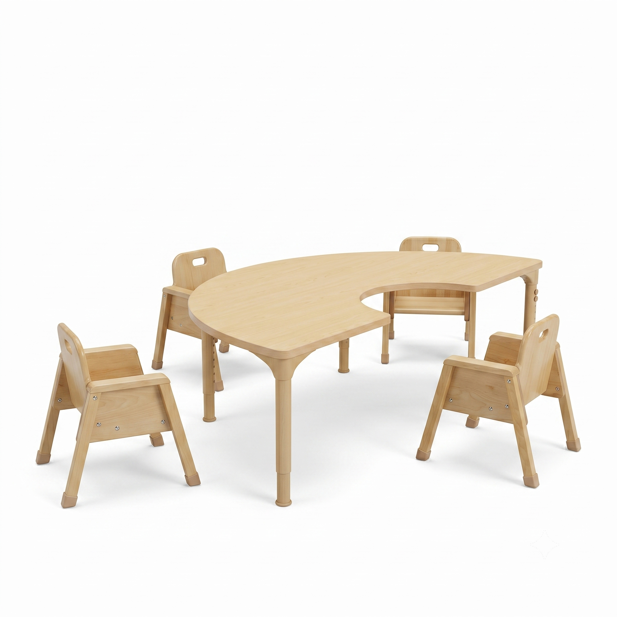 Half-Circle Adjustable Kids Classroom Table – 64"×32", 13" to 17" Height