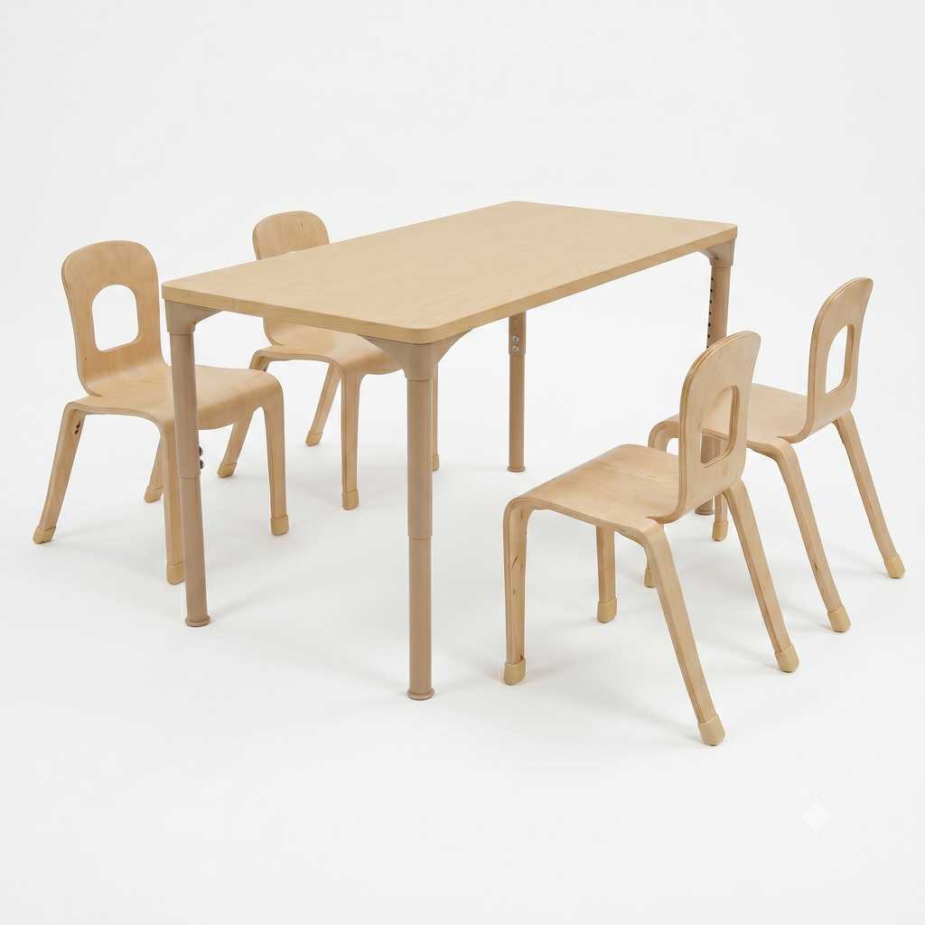 Rectangular Adjustable Kids Classroom Table – 48"×24", 17" to 25" Height