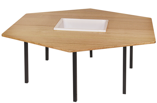 Tas Oak Hardwood Hexagonal Table With Tub
