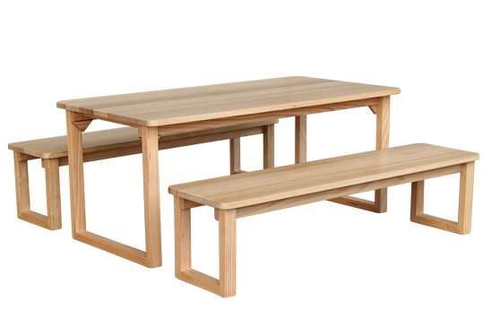 Tas Oak U-Frame Rectangle Table & Benches