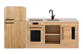 Travertine Kinder Kitchen & Oak Fluted Fridge