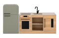 Travertine Kinder Kitchen & Sage Fluted Fridge
