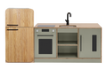 Sage Kinder Kitchen with Oak Fluted Fridge