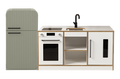 White Kinder Kitchen with Sage Fluted Fridge