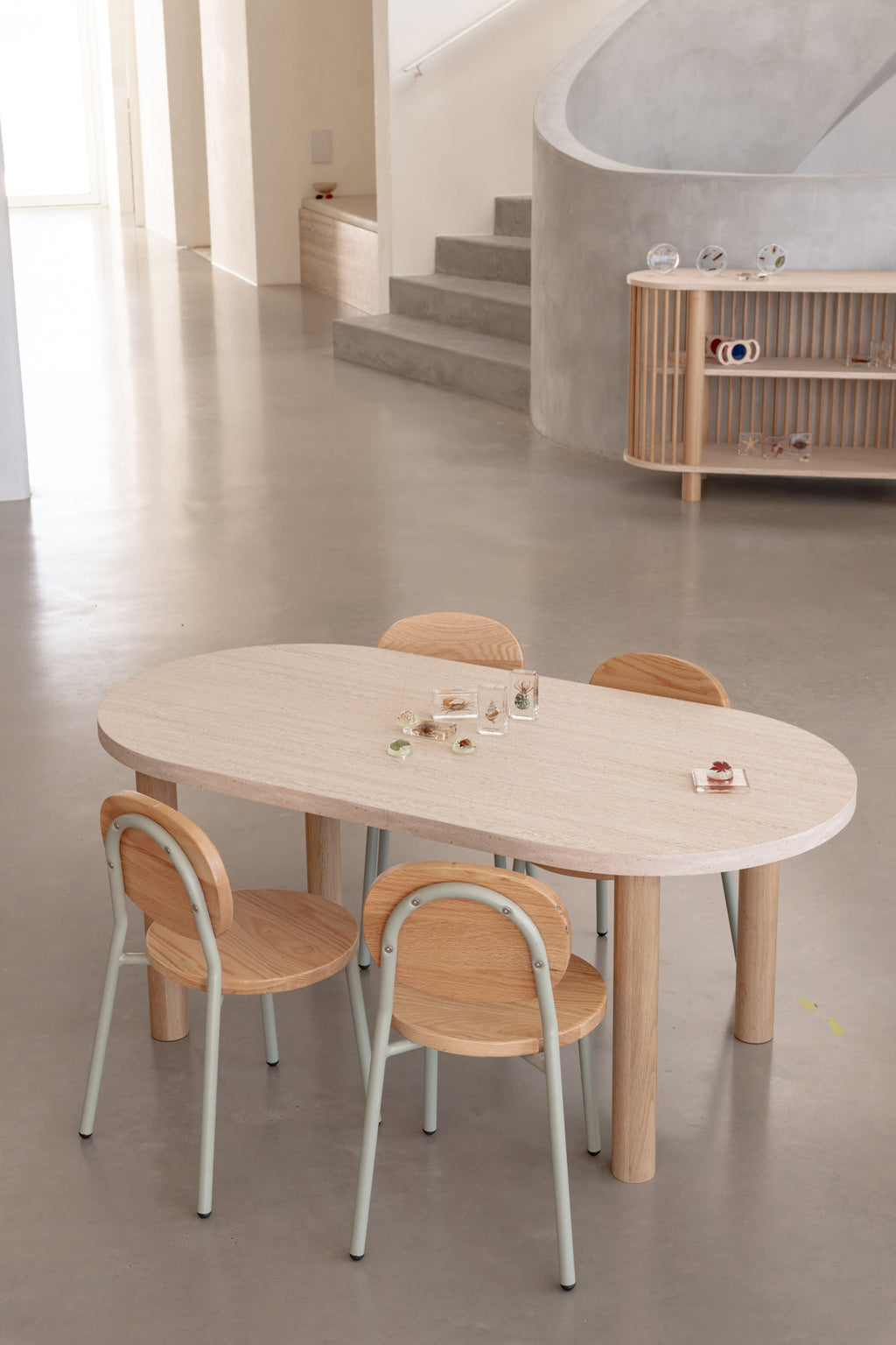 Leni Oval Travertine Table