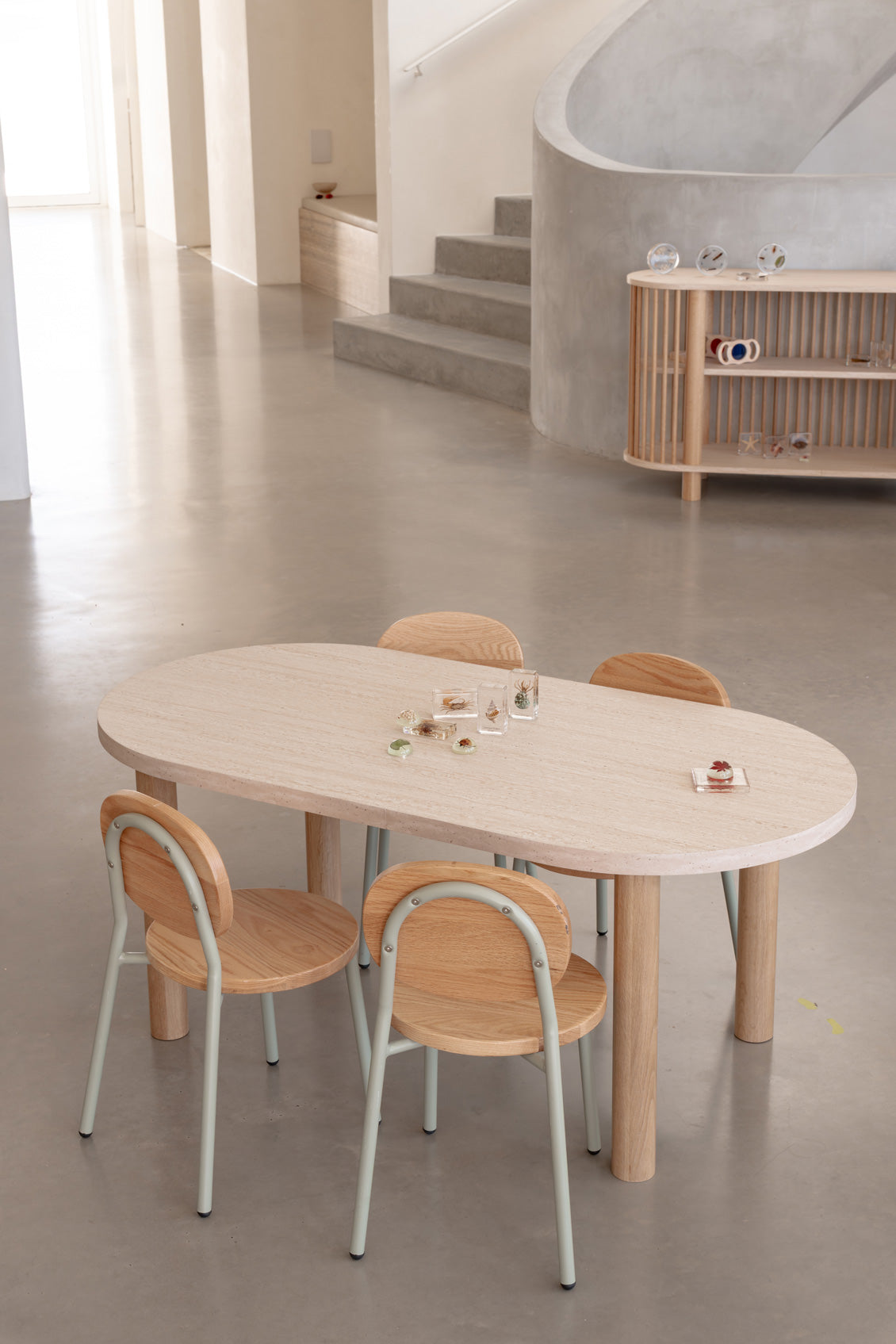 Leni Oval Travertine Table