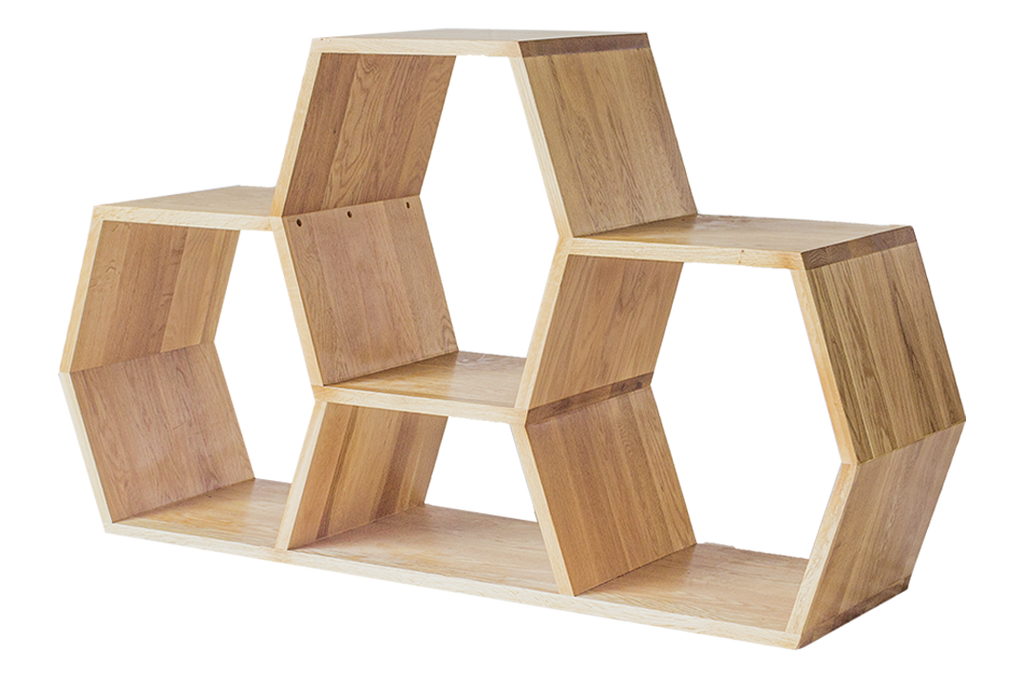 Oak Low Honeycomb Display Shelf
