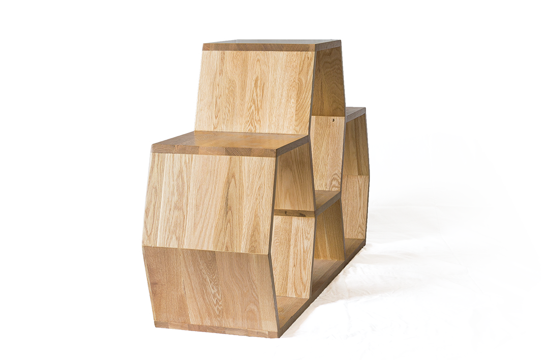 Oak Low Honeycomb Display Shelf