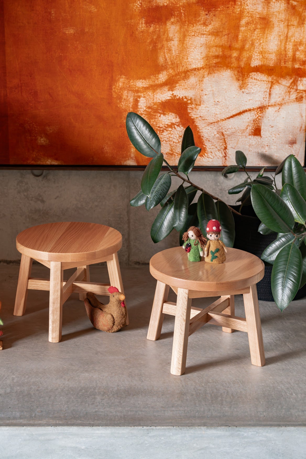 Oak Round Stool