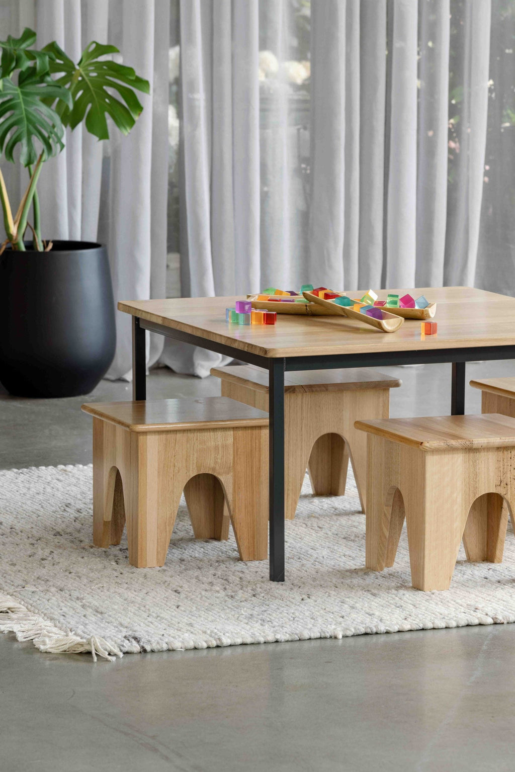 Oak Square Stool
