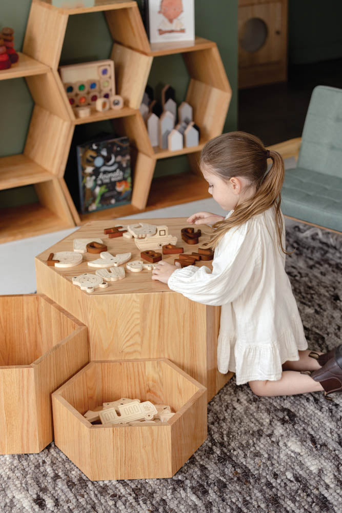 Oak Hexagon Nesting Tables
