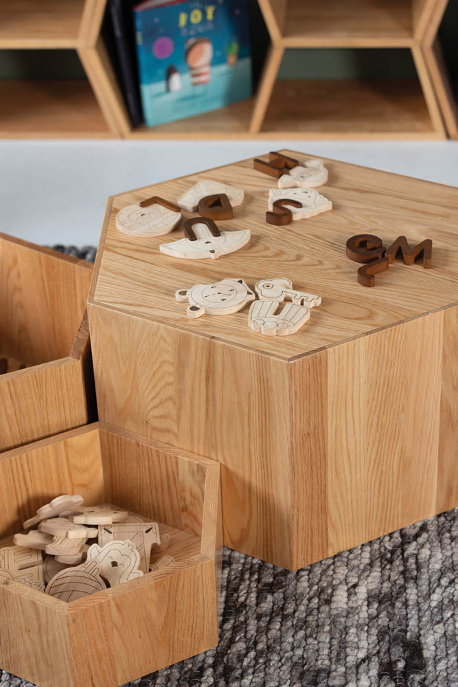Oak Hexagon Nesting Tables
