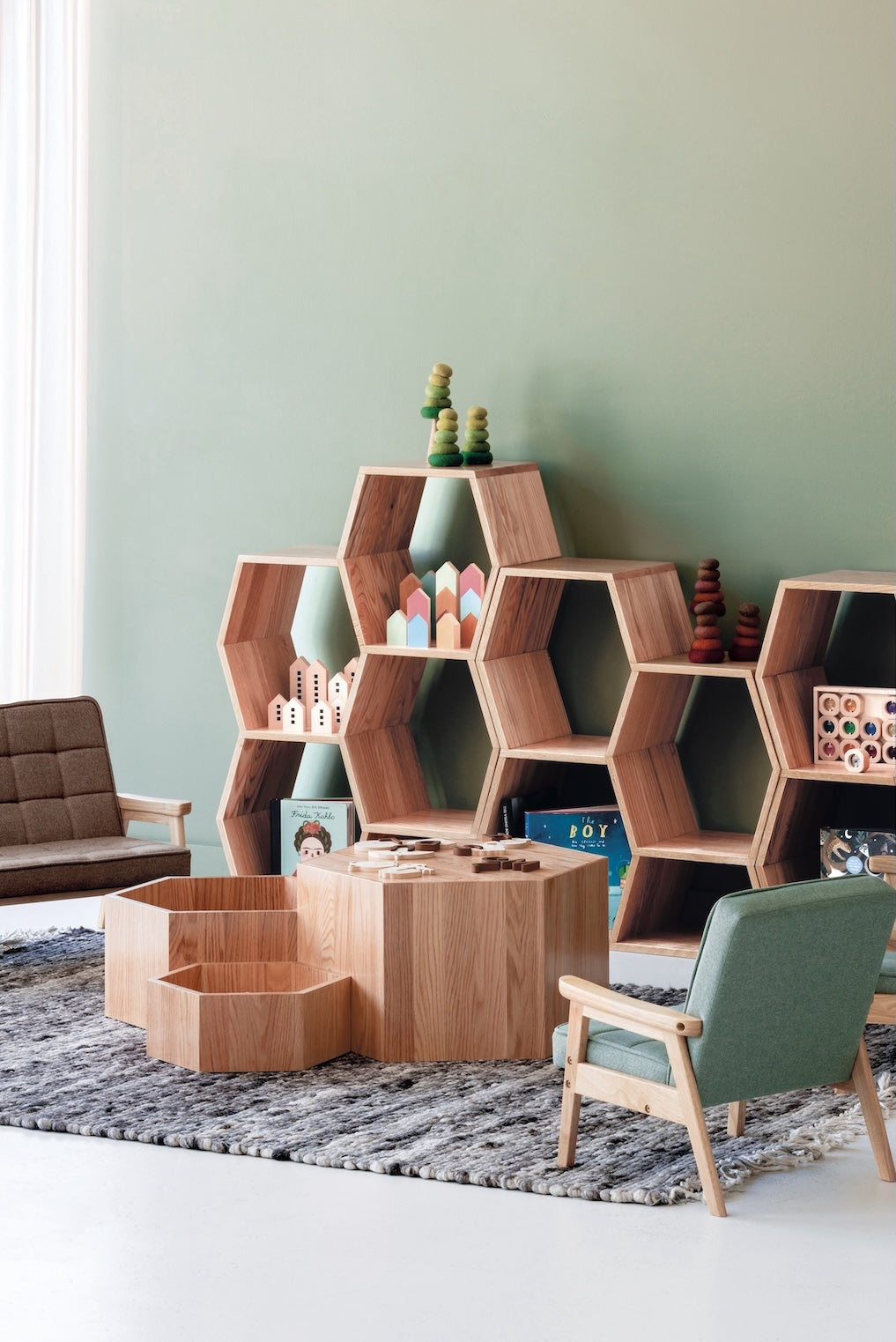 Oak Hexagon Nesting Tables