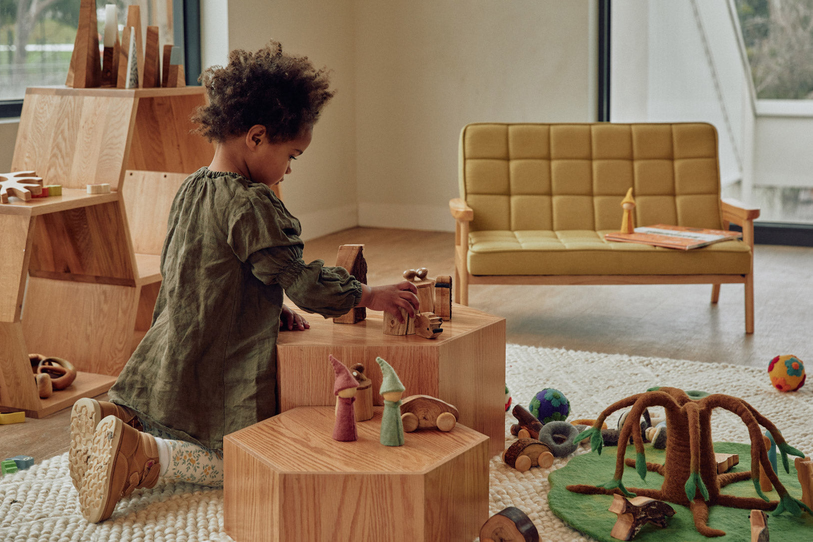Oak Hexagon Nesting Tables