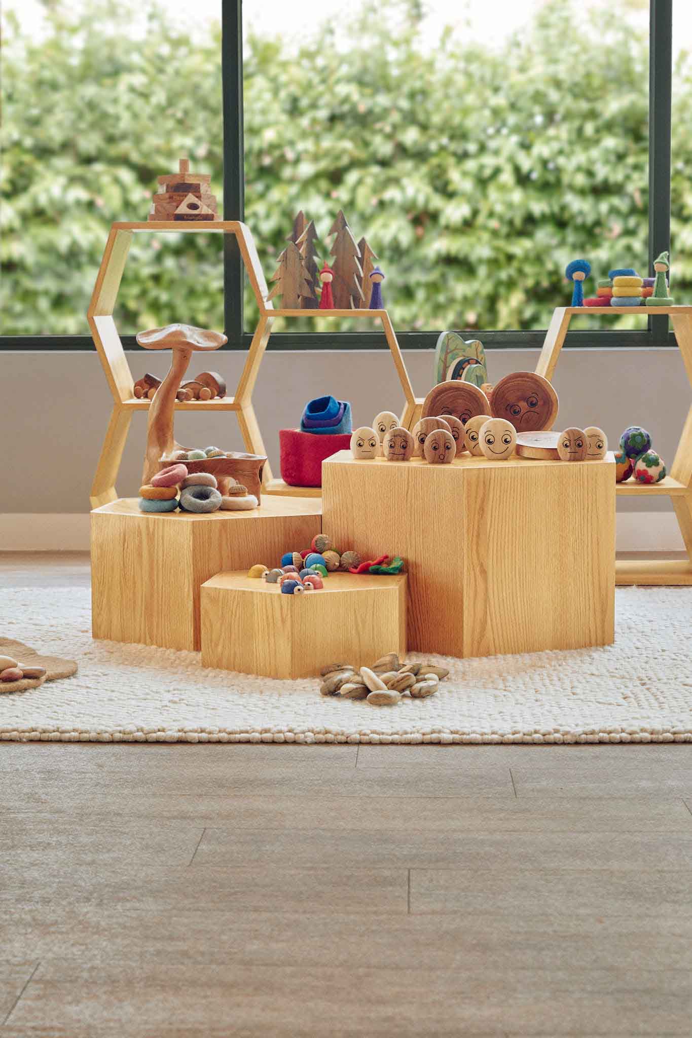 Oak Hexagon Nesting Tables