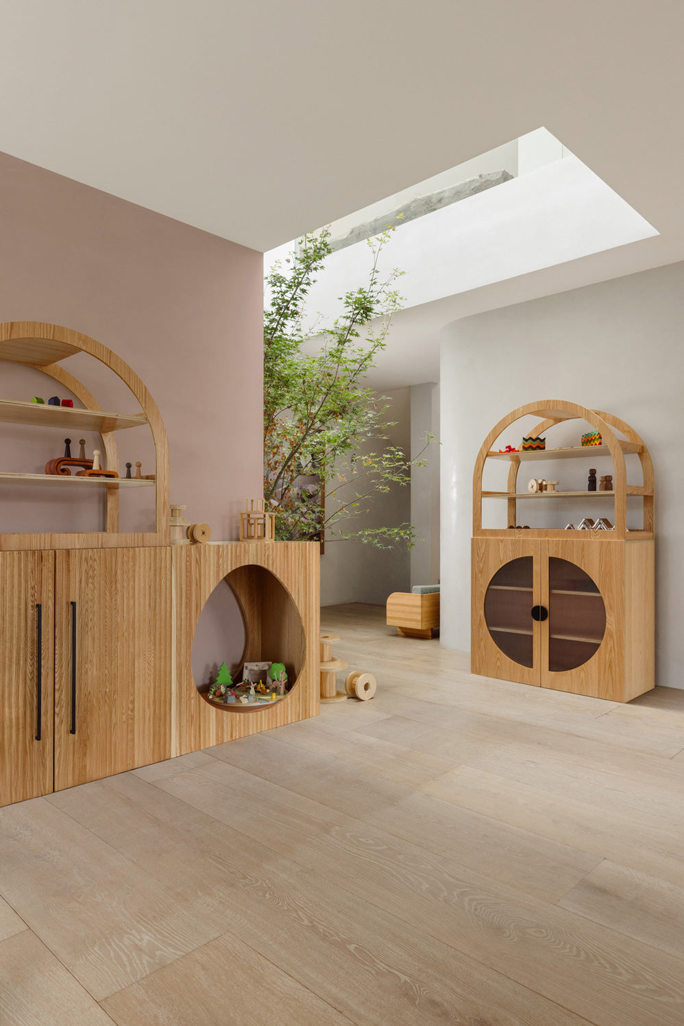 Oak Arched Cabinet Perspex