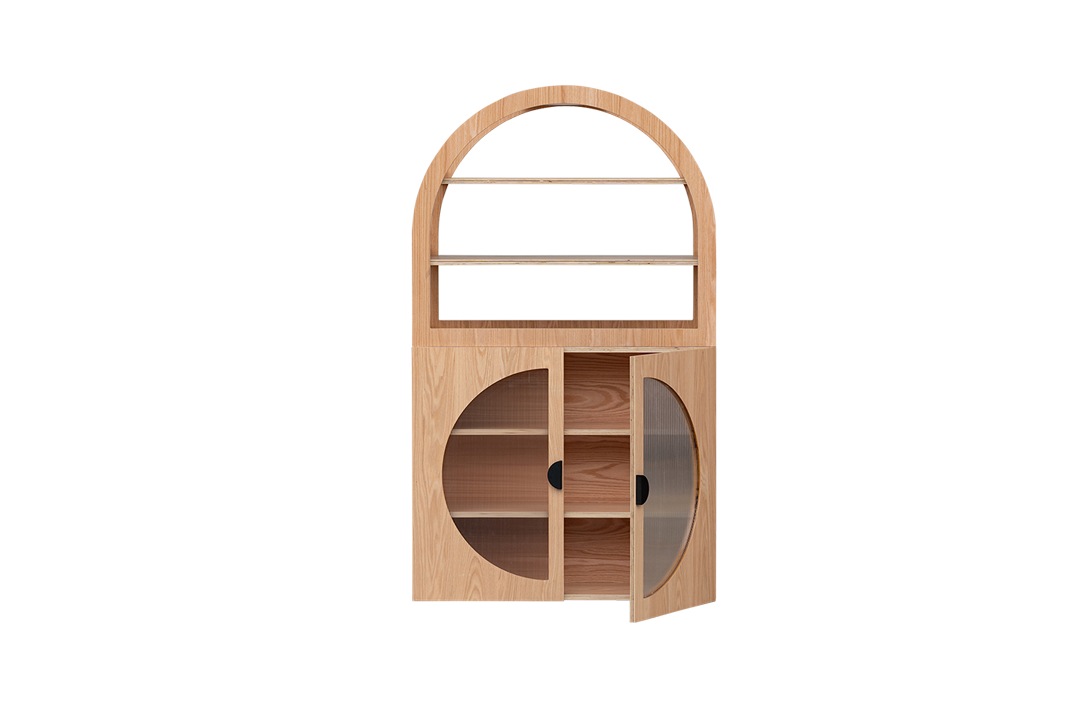 Oak Arched Cabinet Perspex