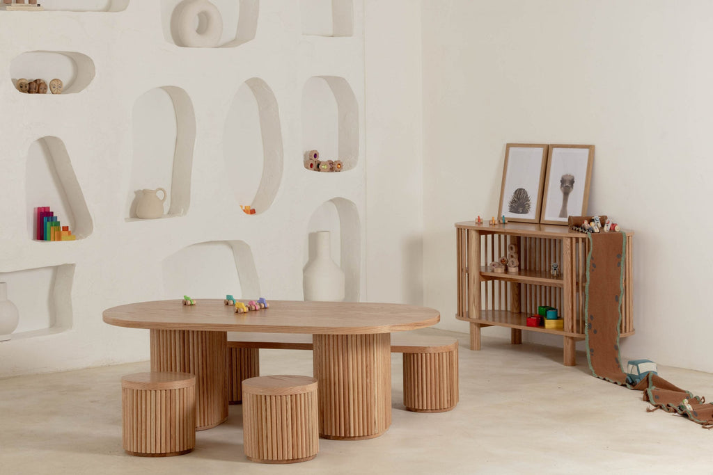 Oak Fluted Oval Table