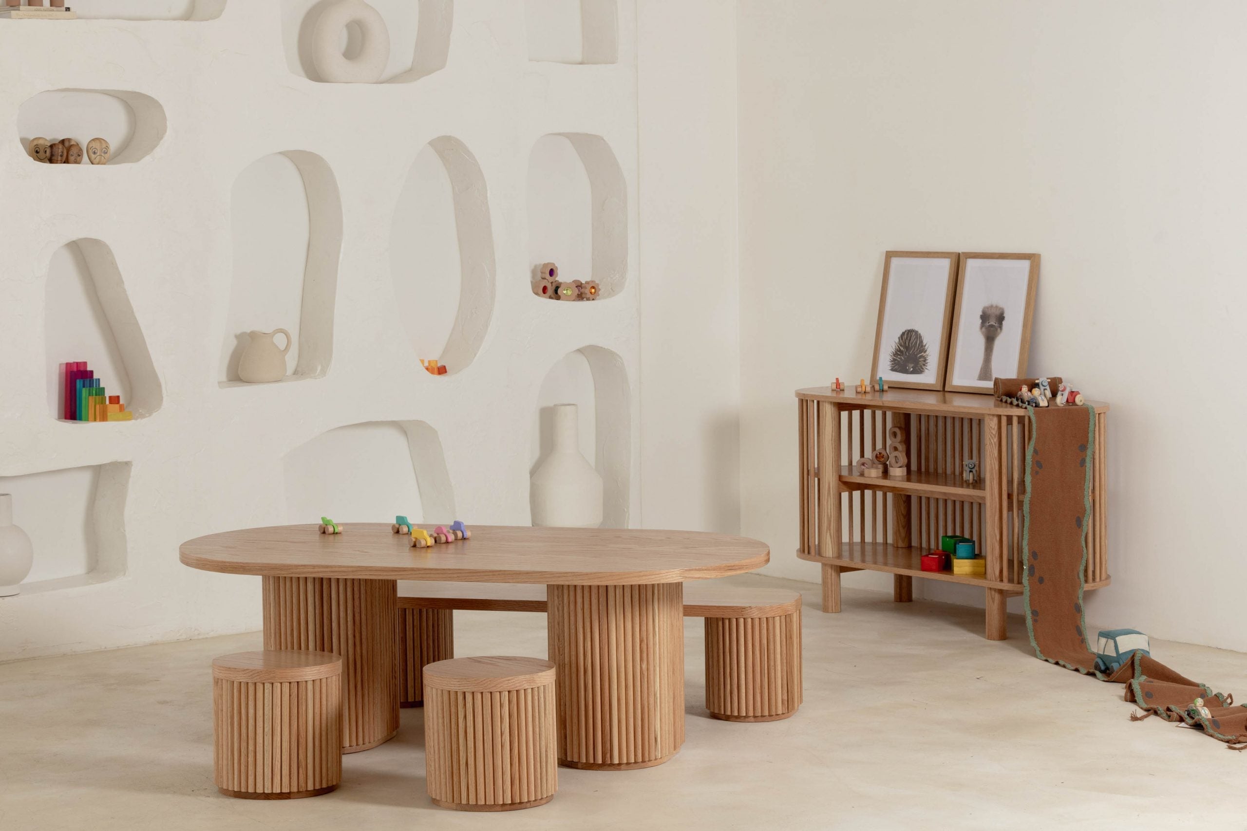 Oak Fluted Oval Table