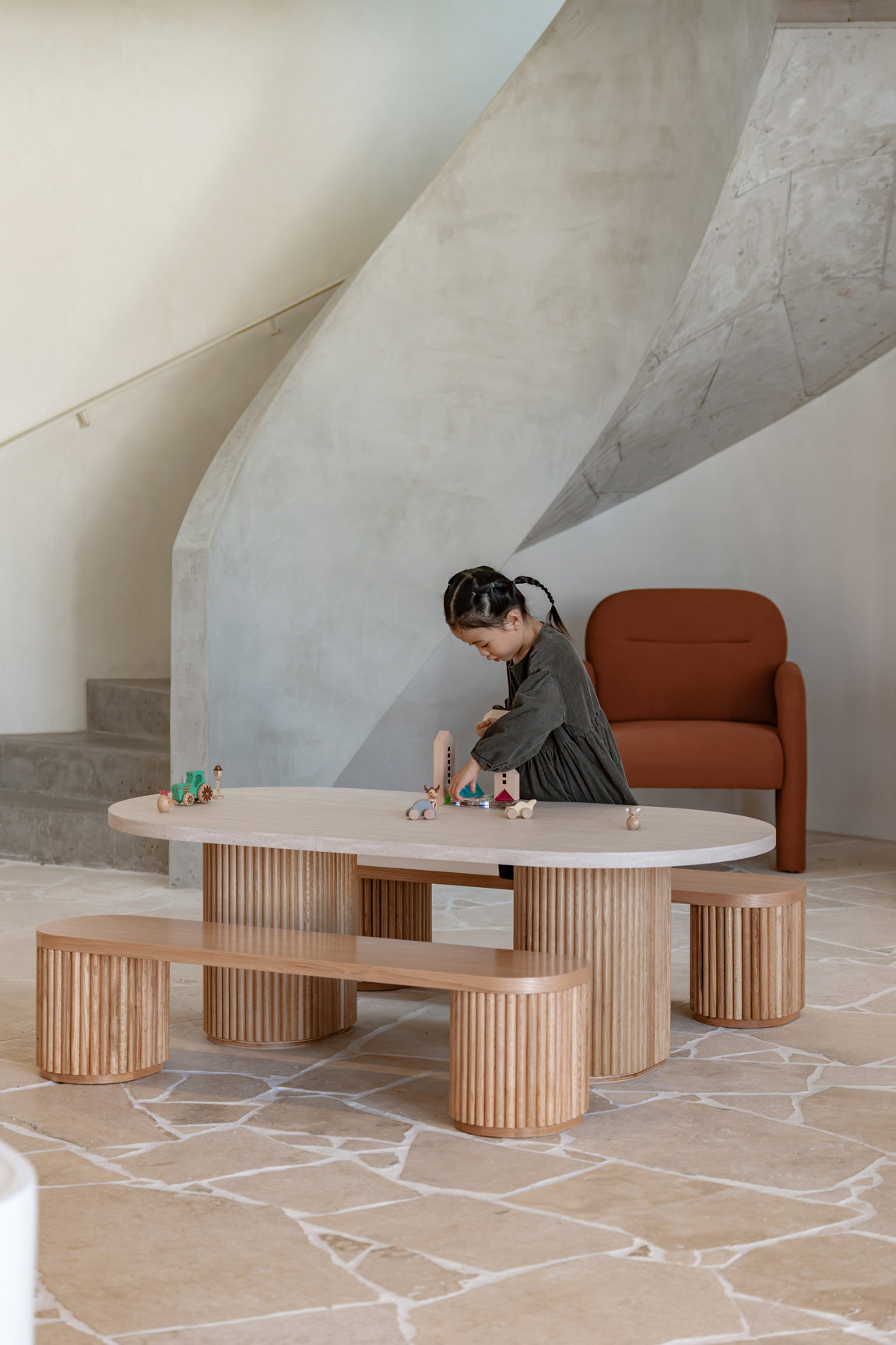 Oak Fluted Bench