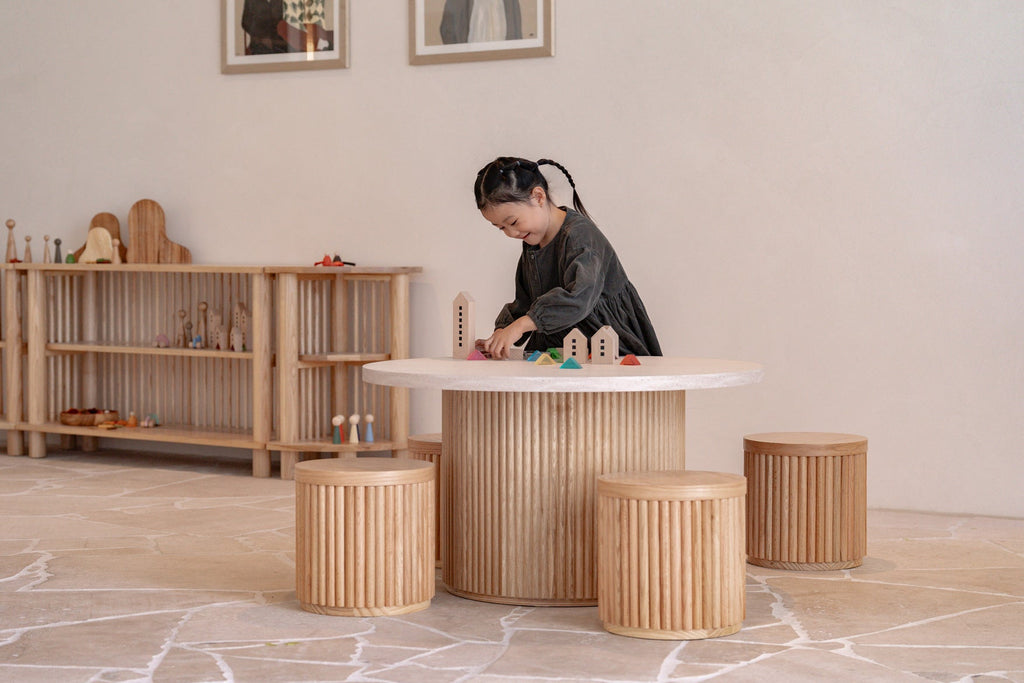 Oak Fluted Stool
