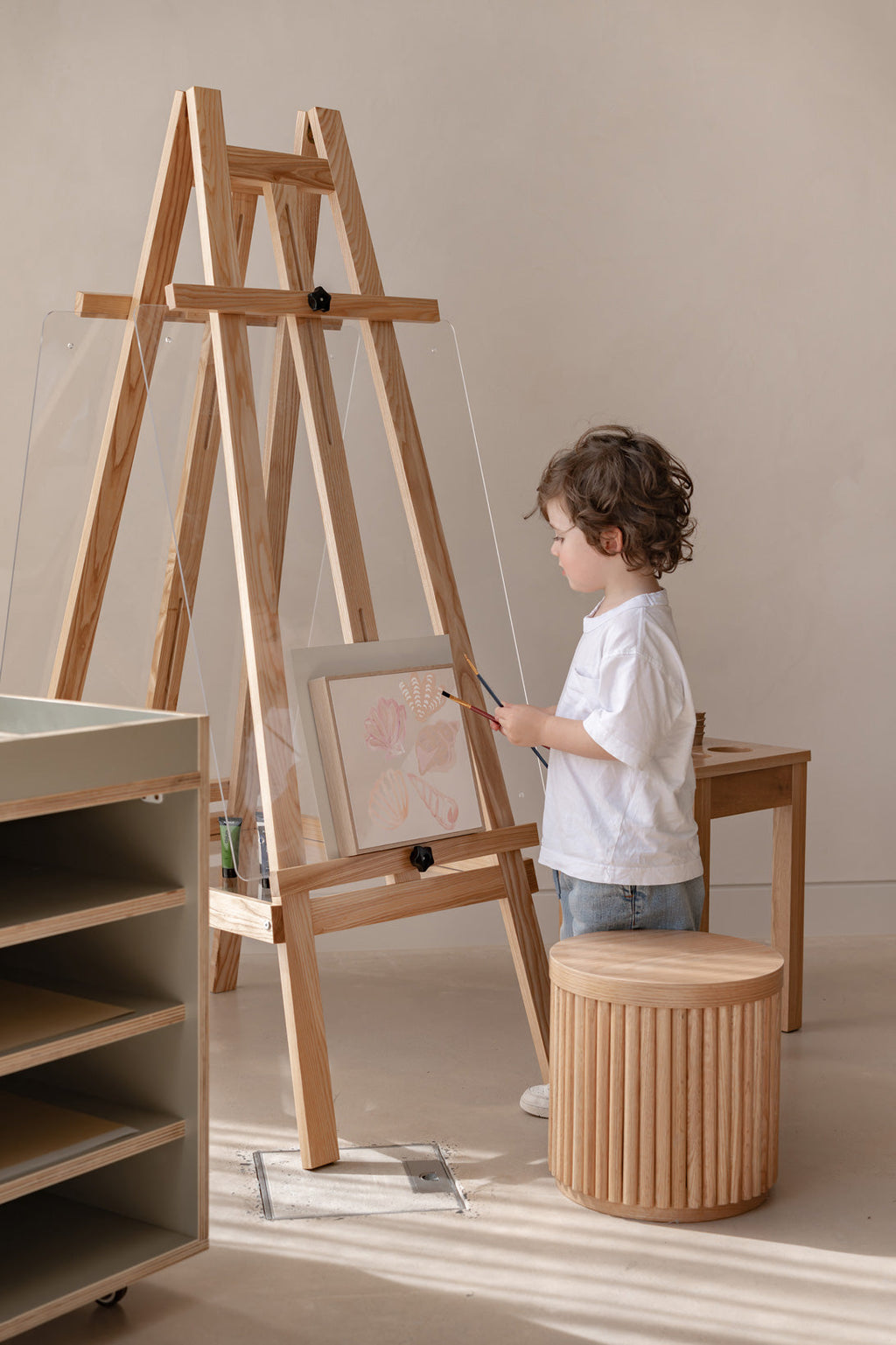 Oak Fluted Stool