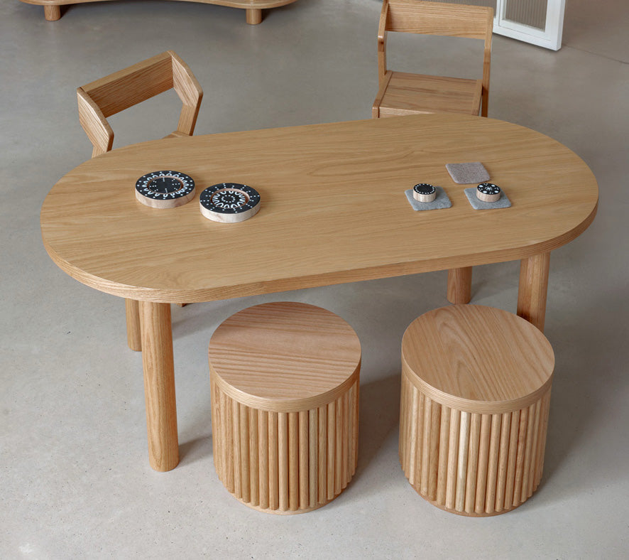 Oak Fluted Stool