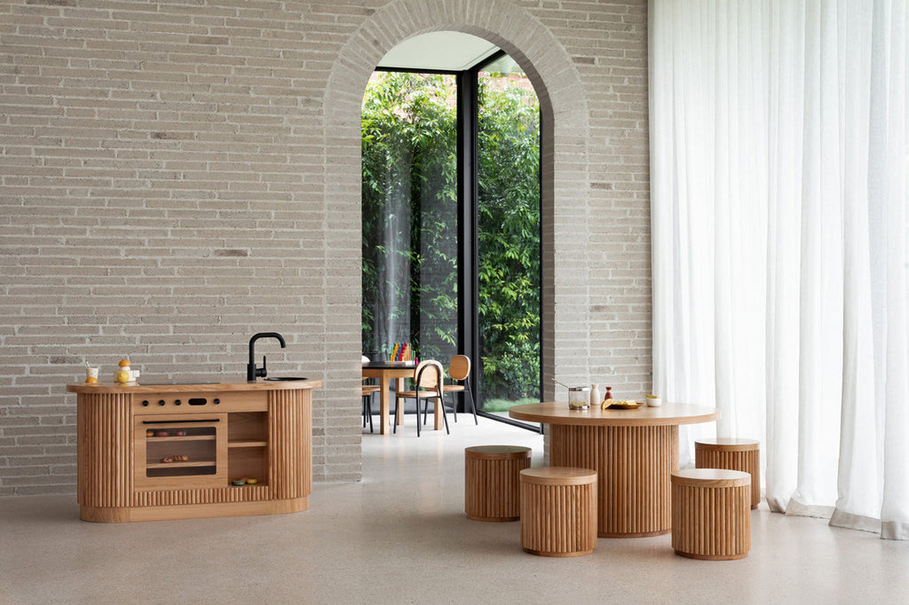 Oak Fluted Stool