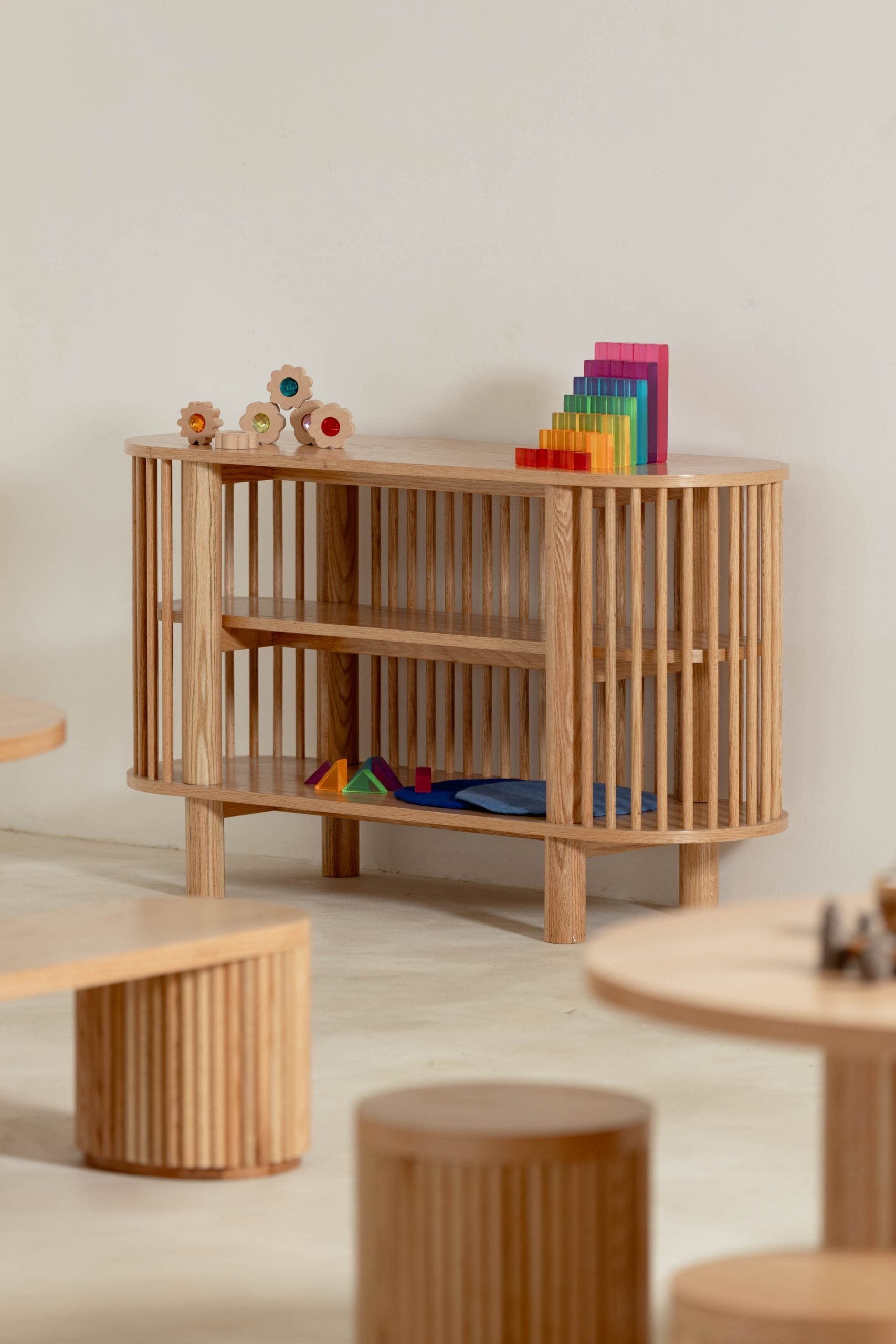 Oak Two Tiered Fluted Shelf