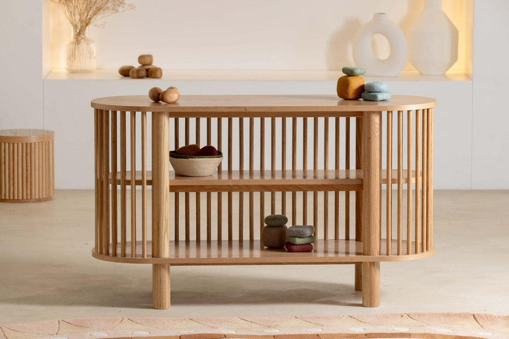 Oak Two Tiered Fluted Shelf