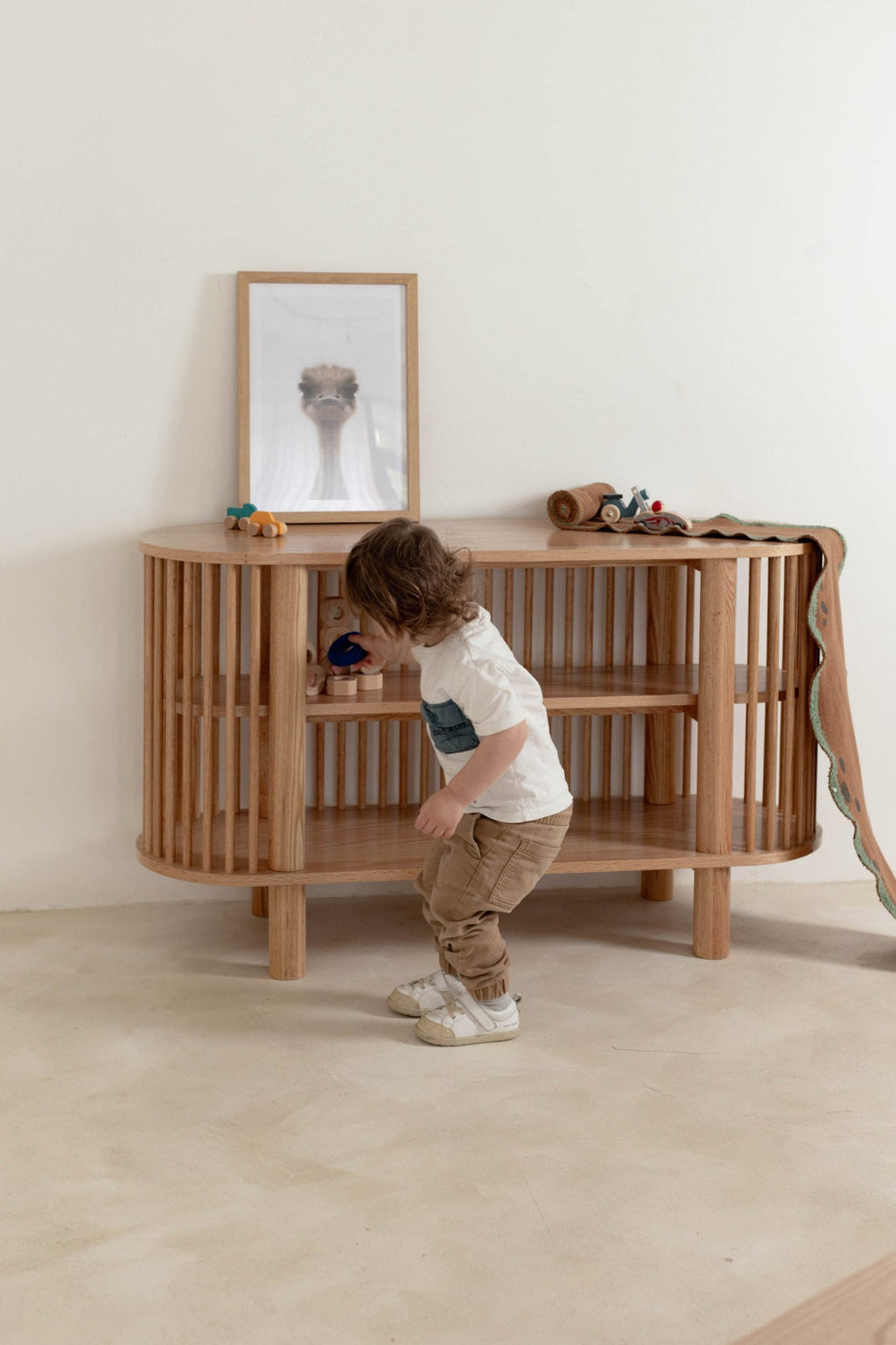 Oak Two Tiered Fluted Shelf