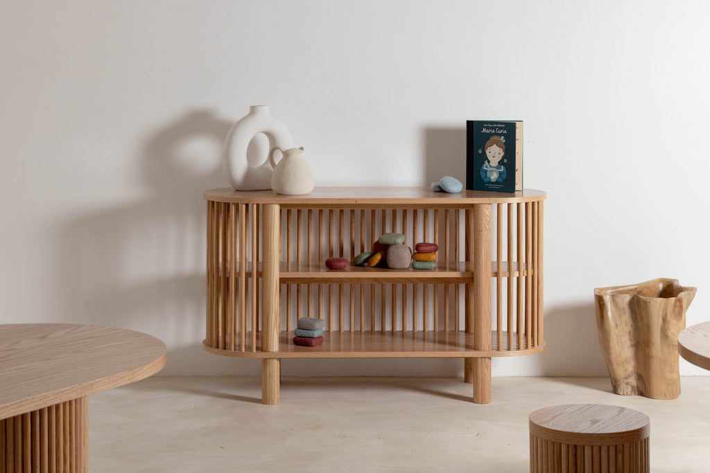 Oak Two Tiered Fluted Shelf