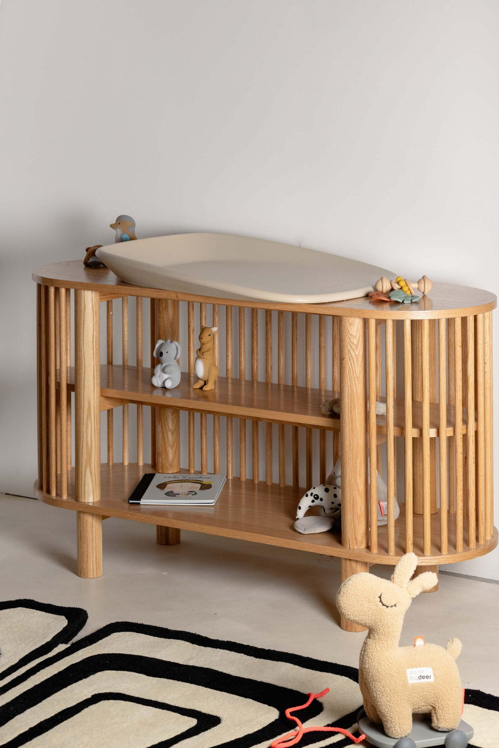 Oak Two Tiered Fluted Shelf