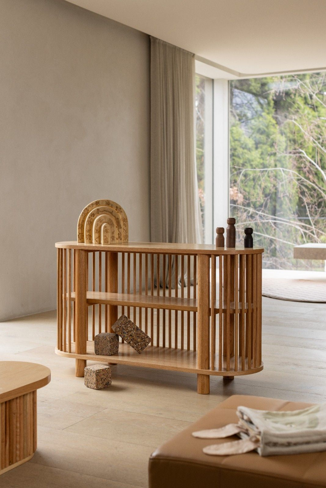 Oak Two Tiered Fluted Shelf