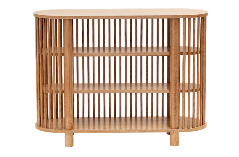 Oak Three Tiered Fluted Shelf