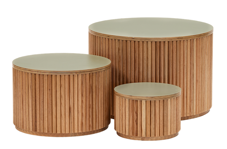 Oak Fluted Nesting Tables