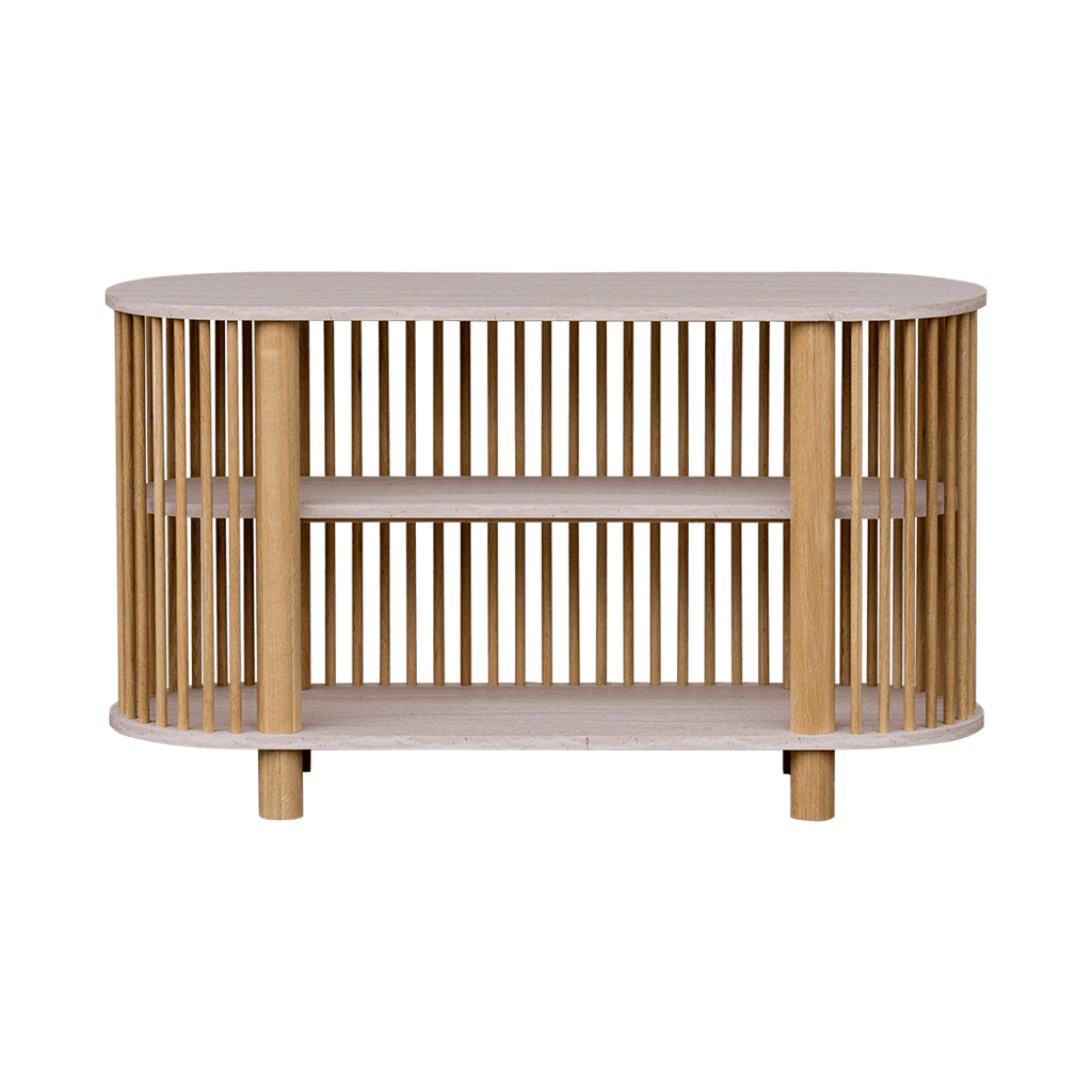 Travertine Two Tiered Fluted Shelf
