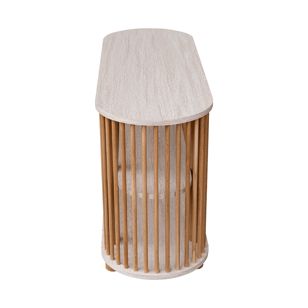 Travertine Two Tiered Fluted Shelf