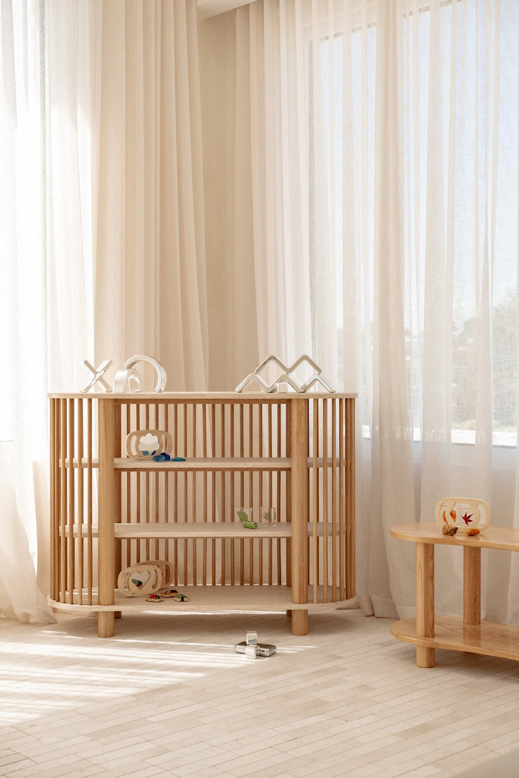 Travertine Three Tiered Fluted Shelf