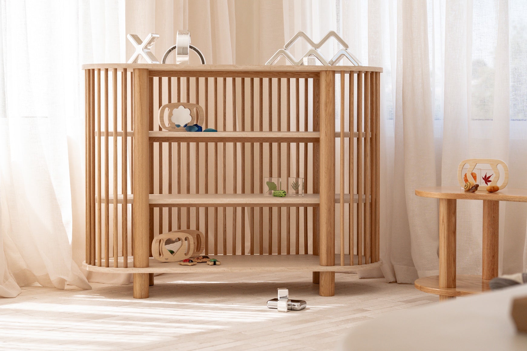 Travertine Three Tiered Fluted Shelf