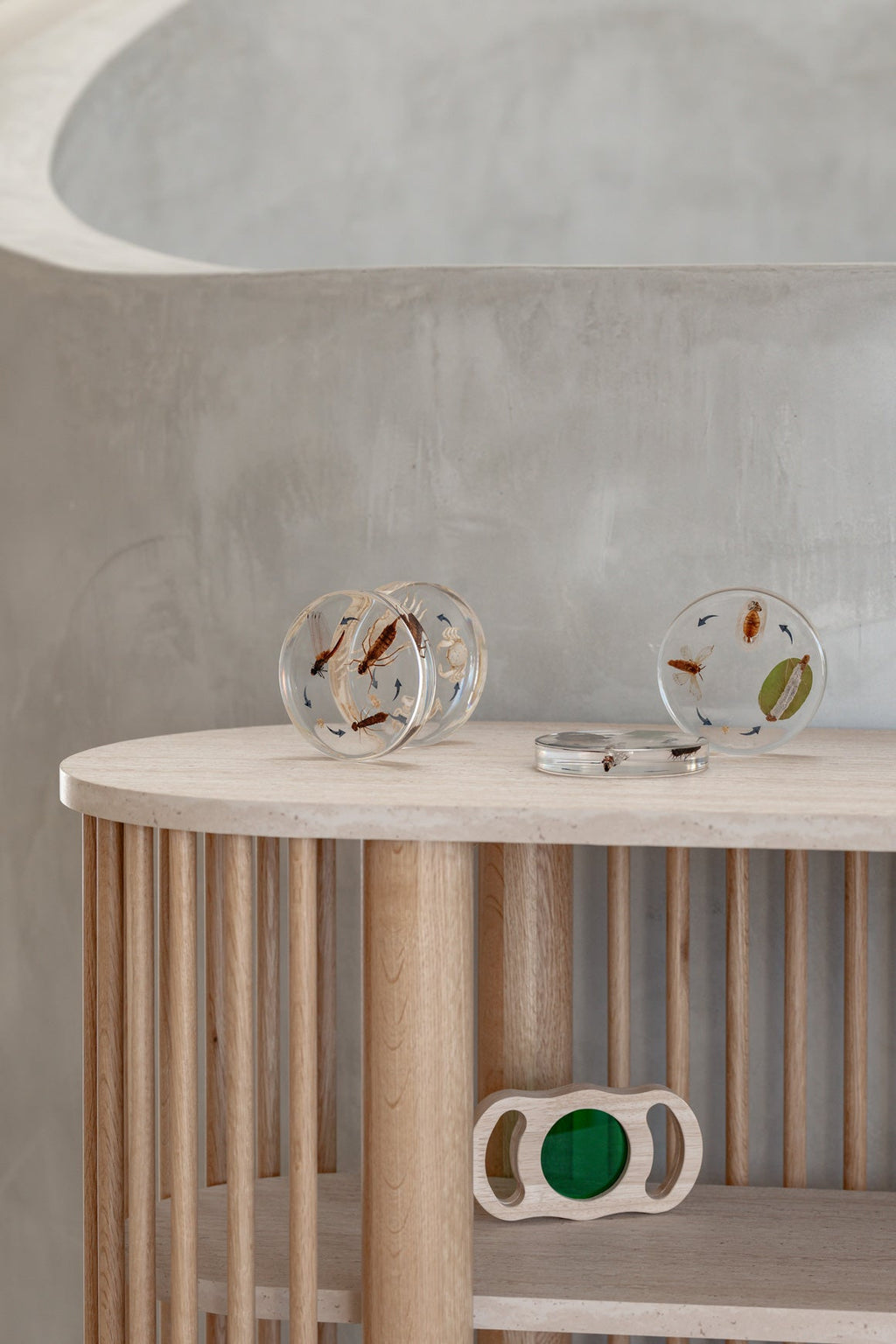 Travertine Three Tiered Fluted Shelf