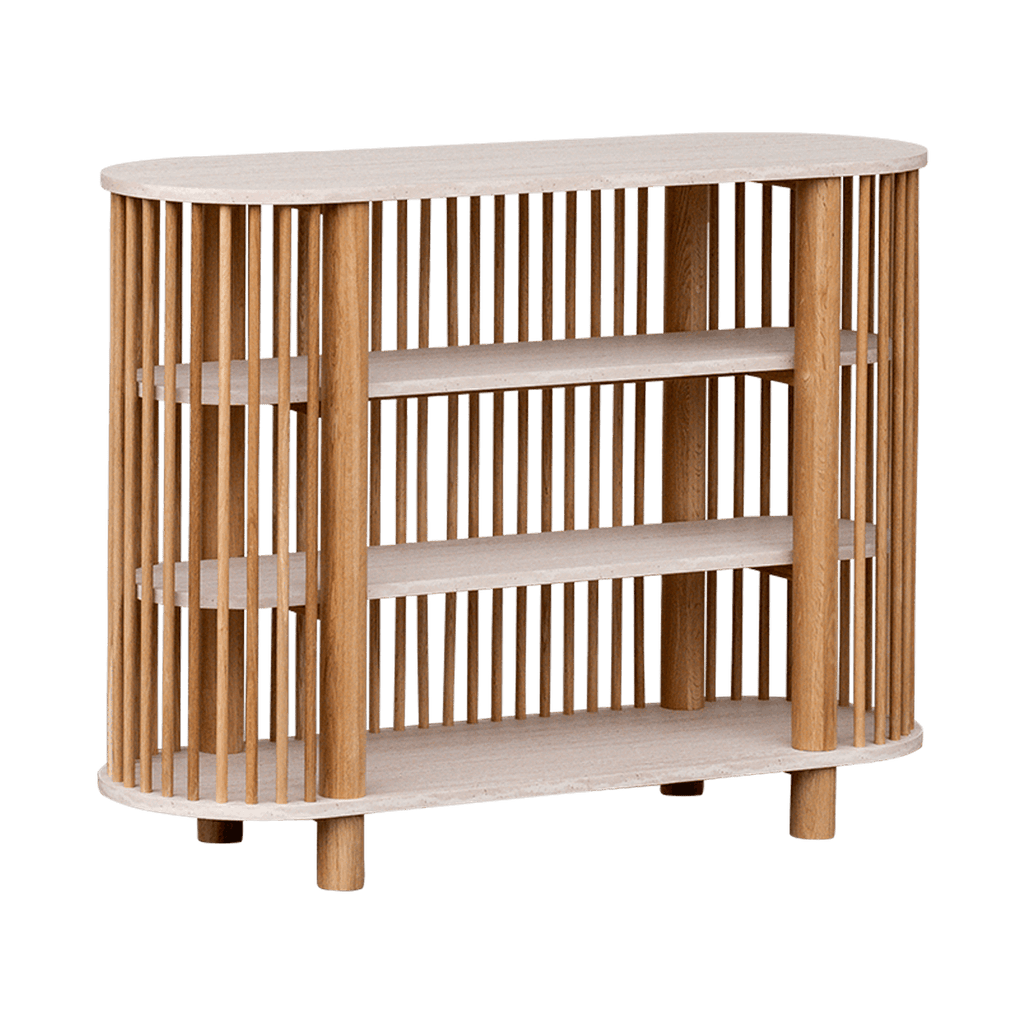 Travertine Three Tiered Fluted Shelf