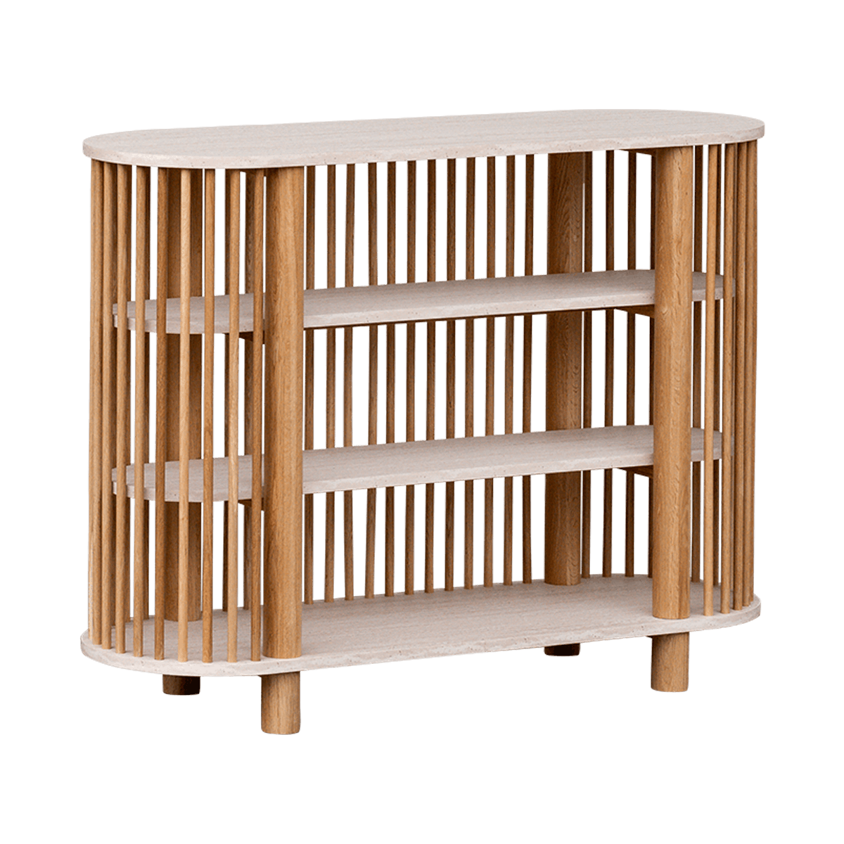 Travertine Three Tiered Fluted Shelf