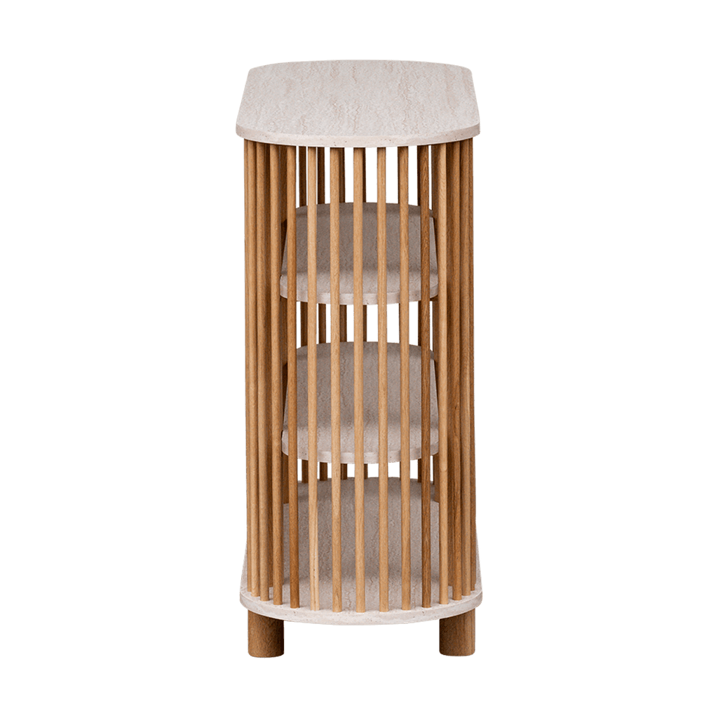 Travertine Three Tiered Fluted Shelf